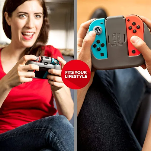 Vista 6 de Officially Licensed Nintendo Switch Joy-Con Action Pack Grip and Thumb Buttons Neon Blue Textured Silicone