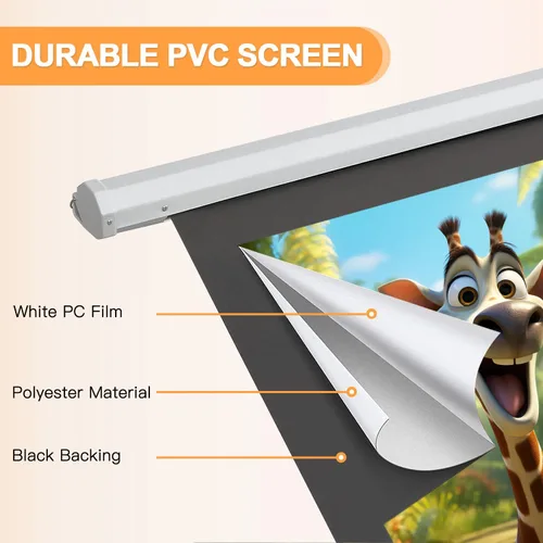 Vista 3 de YODOLLA Pantalla de Proyector Motorizada de 72", 16:9, 4K HD Desplegable Retráctil, Pantallas de Proyección Eléctricas Automáticas de Pared y Techo