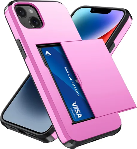 Vista 18 de Qinmay Funda compatible con iPhone 7 Plus/8 Plus con tarjetero, doble capa a prueba de golpes, funda protectora resistente con ranura oculta Negro