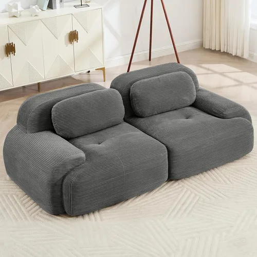 Vista 30 de Juego de sofás seccionales sin hueso de 117 pulgadas para sala de estar, modular en forma de L y sofá de 3 plazas con asiento profundo, almohadas