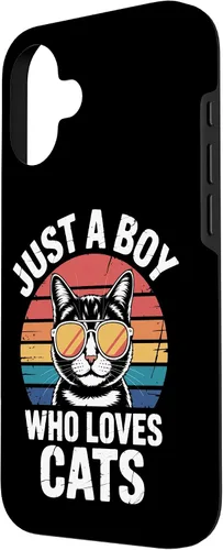 Vista 2 de Just A Boy Who Loves Cats Feline Enthusiast Pet Cat Parents Case for iPhone 16