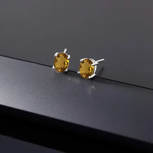 Vista 188 de Gem Stone King Aretes de oro de 14 quilates con piedra natal ovalada de 0.315 x 0.236 in Aretes de oro para mujer
