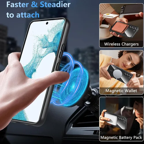 Vista 4 de Hensinple Funda Magnética para Samsung Galaxy S22, Funda para Teléfono Galaxy S22 [Compatible con MagSafe], Cubierta Magnética Transparente