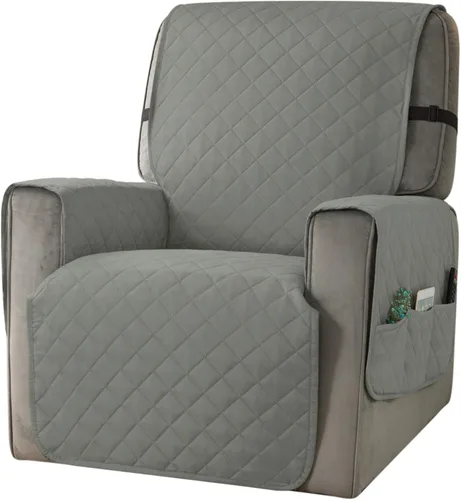 Vista 16 de Ouka - Funda reclinable para perros, de ancho de asiento de 63,5 cm, protector de sofá de tela reversible con correas elásticas, funda de sillón Gris
