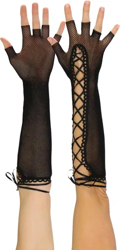 Vista 6 de ToBeInStyle Guantes calentadores de brazo sin dedos con cordones para mujer