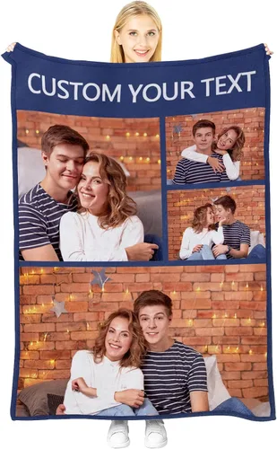 Vista 17 de Manta personalizada con imagen, manta personalizada para parejas, manta de fotos para sofá, familia, Navidad, Halloween, cumpleaños, boda, regalos