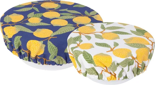 Vista 6 de Now Designs Adeline Save It - Juego de 2 fundas reutilizables de algodón para tazones de 7.5 y 9.25 pulgadas