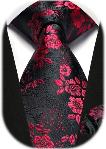 Vista 148 de Corbatas florales tejidas clásicas para hombre, corbata cuadrada de bolsillo, corbatas formales para hombres, boda con pañuelo