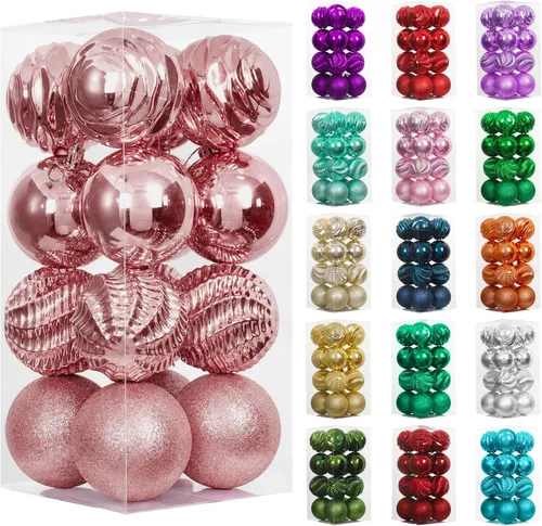 Vista 60 de XmasExp Juego de 24 mini esferas de Navidad inastillables para bolas de árbol de Navidad, 1.18 pulgadas (negro)
