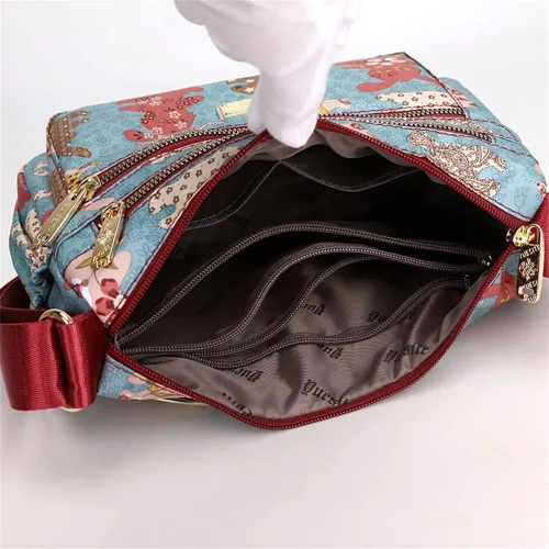 Vista 5 de Bolso de hombro para mujer, diseño de patrón de flores, bolso de viaje para mujer, bolso de mensajero de nailon de verano para mujer, bolso mujer