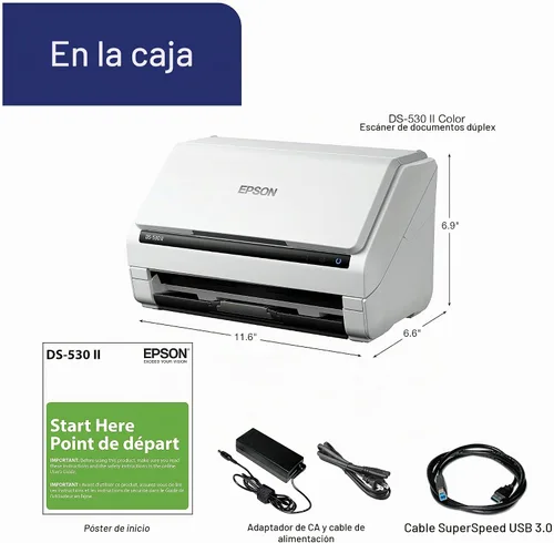 Vista 6 de Epson DS-530 II Escáner de documentos dúplex a color para PC y Mac con alimentación de hojas, alimentador automático de documentos (ADF)