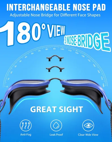 Vista 2 de Gafas de Natación, Gafas de Natación Unisex para Adultos Anti Niebla Anti UV Sin Fugas Visión Amplia para Hombres Mujeres Jóvenes
