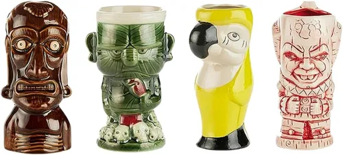 Vista 6 de LEMONSODA Vasos de cerámica tiki hawaianos (cerámica, juego de 4)