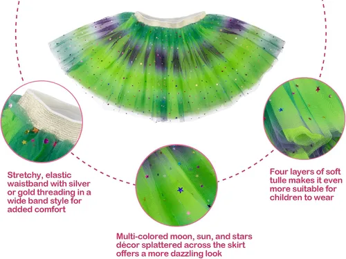 Vista 5 de Simplicity Vestido de ballet de princesa de tul de 4 capas con falda tutú arcoíris para bebé niña, Arco iris