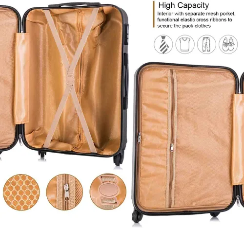 Vista 4 de Juego de 4 piezas de equipaje con ruedas giratorias Maleta de viaje rígida y ligera 16" 20" 24" 28