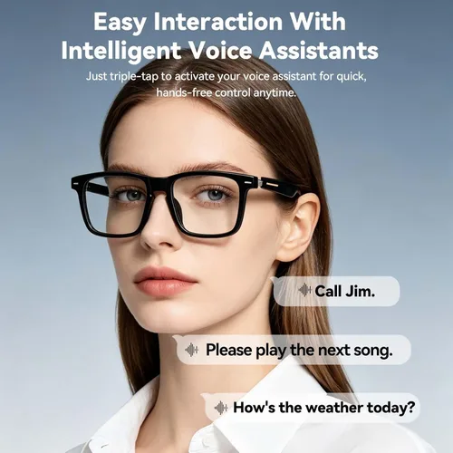 Vista 2 de Lentes inteligentes AI para hombres y mujeres – Gafas Bluetooth con traducción de 164 idiomas, lentes fotocrómicos, música y llamadas manos libres