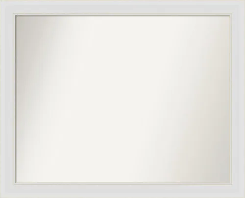 Vista 183 de Amanti Art Espejo de baño blanco para sobre el fregadero, 24 x 26 pulgadas, espejo rectangular blanco y blanco, marco de madera contemporáneo