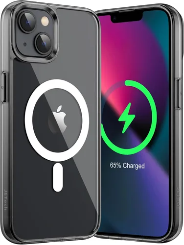 Vista 9 de JETech Funda magnética para iPhone 13 de 6.1 pulgadas, compatible con carga inalámbrica MagSafe, a prueba de golpes, parte trasera transparente