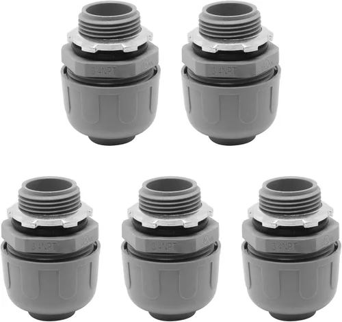 Vista 9 de Conector de conducto hermético no metálico, accesorios de conducto flexibles Accesorios eléctricos de PVC (1-1/4 pulgadas, 5 piezas)