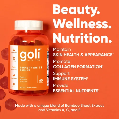 Vista 2 de Goli Nutrition - Gomita vitamínica SuperfRUITS de 60 quilates, con ingredientes potenciadores del colágeno. Radiar. Rejuvenecer. Refresca