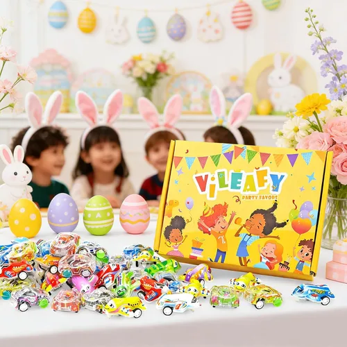 Vista 5 de Vileafy 50 autos y aviones de tracción – Juguetes de caja del tesoro a granel para aula, recuerdos de fiesta para niños de 3 a 5 años, premios