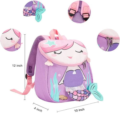 Vista 9 de BLUBOON Mochila para niños pequeños para niñas linda mochila preescolar 3D bolsa de libros para niños pequeños