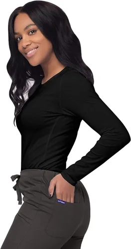 Vista 3 de Sivvan - Camiseta de manga larga para mujer, diseño cómodo para usar debajo del uniforme médico