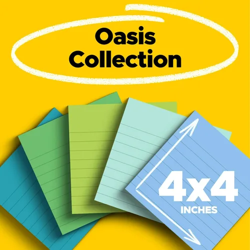 Vista 2 de Post-it - Notas superadhesivas de papel 100% reciclado, forradas, 4 pulgadas x 4 pulgadas, 6 blocs, 70 hojas por bloc, colección Oasis, suministros
