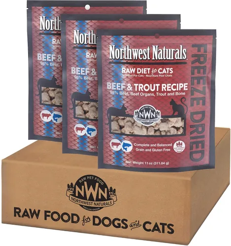 Vista 12 de Northwest Naturals Alimento liofilizado de carne de res y trucha para gatos y gatitos, bocados del tamaño de un bocado, saludable, limitado