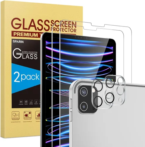 Vista 10 de SPARIN Protector de pantalla para iPad Pro de 11 pulgadas M5 2025/M4 2024 (6ª/5ª generación), con protector de lente de cámara y marco