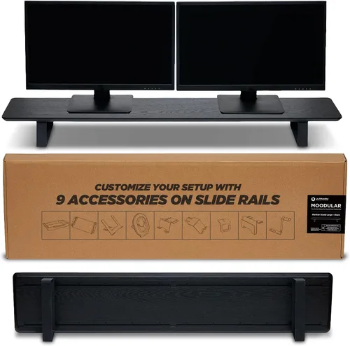 Vista 15 de ULTRARM Moodular - Soporte de Monitor de Madera de 45.6" (116cm) Organizador de Escritorio Grande con Rieles Deslizantes de Metal para Cajón