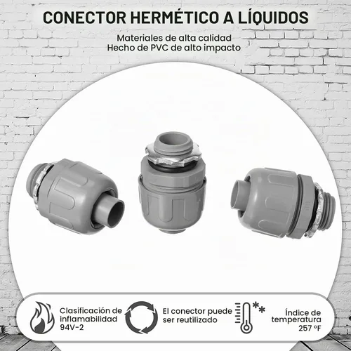 Vista 4 de Maitys Conector hermético de líquido de 1/2 pulgada, accesorios de conducto eléctrico de PVC, conector de conducto flexible recto de 180 grados
