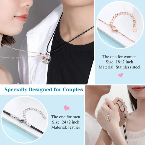 Vista 3 de UPROMI Collar de pareja para novio, novia, marido, hombre, alma gemela, aniversario, día de San Valentín, regalos para él y ella