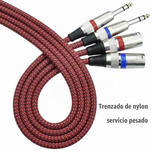 Vista 3 de Cable XLR macho a TRS de 1/4 de pulgada equilibrado, adaptador de cable de micrófono estéreo a XLR de 3.3 pies, trenzado de nailon, blindado