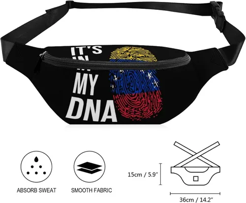 Vista 2 de It's in My DNA - Riñonera con la bandera de Venezuela para hombres y mujeres, bolsa deportiva con diseño de estampado cruzado