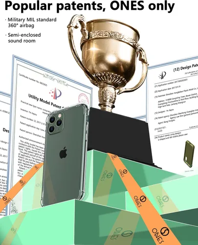 Vista 2 de ONES Funda transparente para iPhone 11 Pro, funda transparente antiamarilleo, grado militar, a prueba de golpes, delgada, transparente