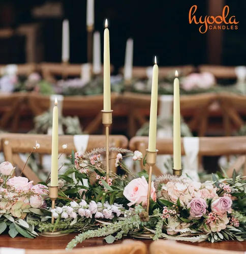 Vista 7 de Hyoola Velas altas cónicas – 10 pulgadas marfil sin goteo, cena sin perfume, cera de parafina con mechas de algodón – 8 horas de tiempo