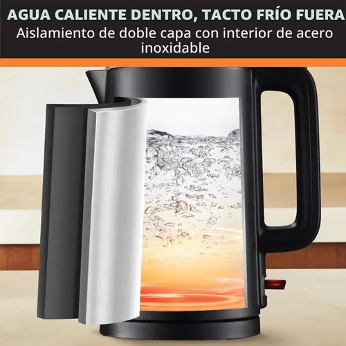Vista 4 de KRUPS Hervidor de Agua Eléctrico de 1.5L de Acero Inoxidable con Toque Frío en el Interior, Hervido Rápido, Una Taza en 80 Segundos, Pared Doble