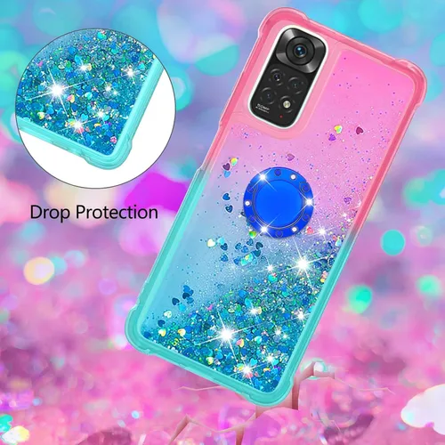 Vista 5 de Funda para teléfono Xiaomi Redmi Note 11S, funda para Redmi Note 11 4G, brillante efecto arena movediza TPU parachoques con cuatro esquinas cubierta