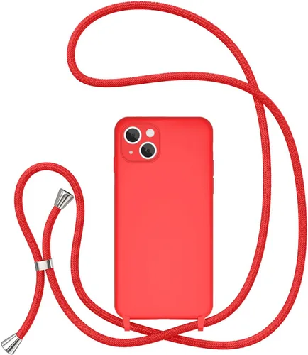 Vista 10 de UEEBAI Funda de teléfono con cordón cruzado para iPhone 14 de 6.1 pulgadas, funda de silicona con correa ajustable para collar, correa suave
