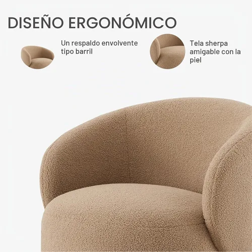 Vista 5 de KISLOT - Silla giratoria de acento redonda de barril tapizada en tela de alto rendimiento para sala de estar, dormitorio, lectura, sala de espera, 2