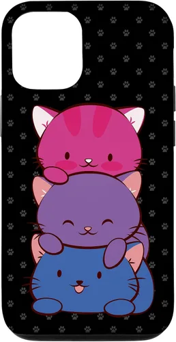 Vista 26 de Funda para iPhone 16 Bisexual Pride Kawaii Kitty Cat Stack Anime