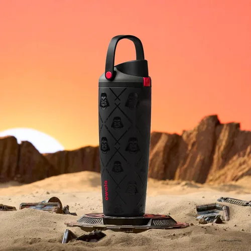 Vista 9 de Owala Star Wars FreeSip Sway - Botella de agua aislada de acero inoxidable con boquilla bidireccional, popote integrado y asa de cubo, hecha