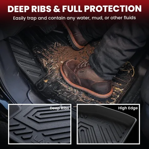 Vista 4 de LASFIT Alfombrillas para Freightliner Cascadia 2008-2017, protección para todo tipo de clima, revestimientos de automóvil de elastómero