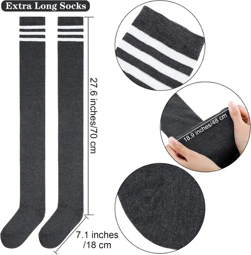 Vista 2 de Aneco 6 pares de calcetines extralargos para botas largas, calcetines altos hasta el muslo para mujer