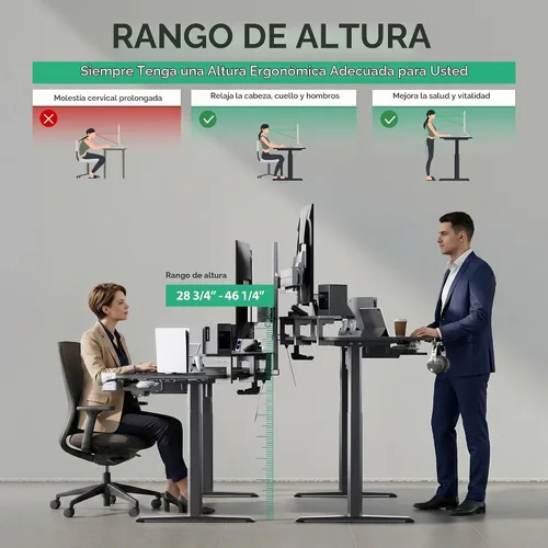 Vista 5 de JWX Pro Max - Escritorio para juegos de altura ajustable de 72 pulgadas