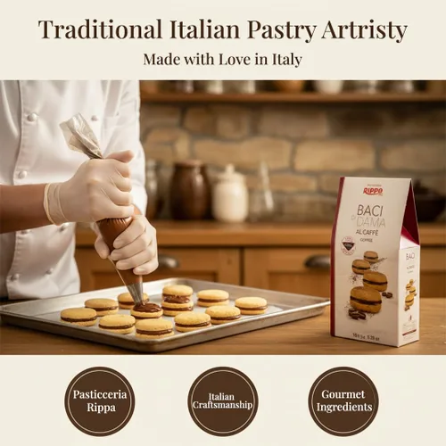 Vista 3 de Rippa Baci di Dama - Galletas de café italianas con rico chocolate negro y café arábica para amantes de las galletas y reuniones familiares