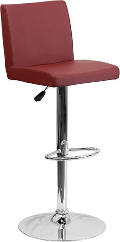 Vista 15 de Flash Furniture Taburete de bar contemporáneo de vinilo negro ajustable con panel trasero y base cromada (paquete de 1)
