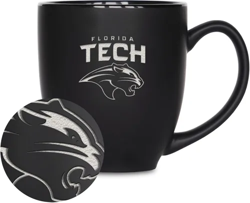 Vista 151 de Rico Industries - Taza de cerámica mate negra con grabado láser estándar de 15oz para NCAA (escuelas T & U) - Para bebidas calientes o frías