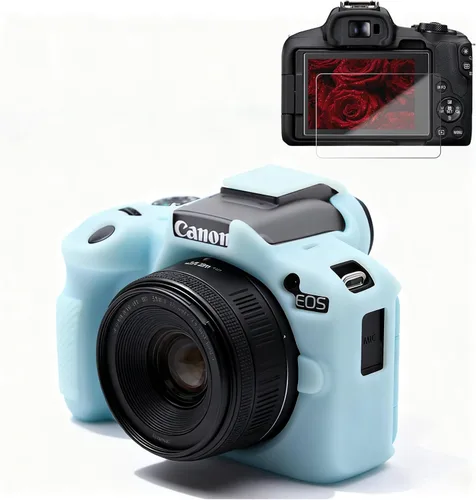 Vista 10 de Funda para cámara Canon EOS R50, funda protectora de silicona suave, antiarañazos, funda ajustada delgada con accesorios de protector de pantalla
